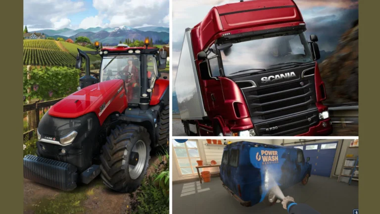 3 Simulation Games - Power Washer, Farming and Driving